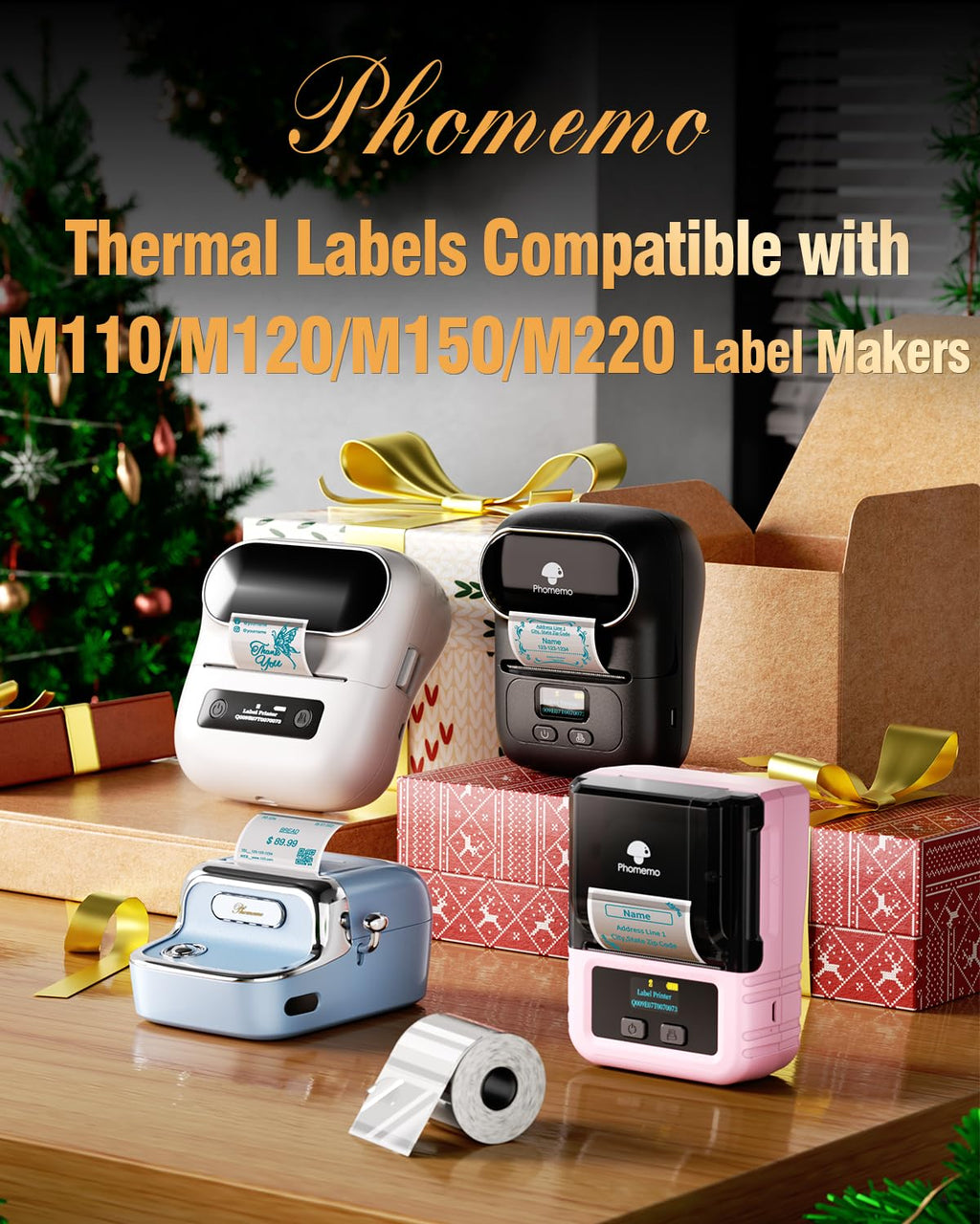 Phomemo Colorful Thermal Labels, 230 Labels/Roll, 1.57"x1.18"(40x30mm) 1.57" x 1.18" Green on Clear