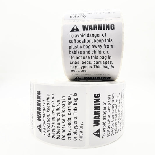1000 Labels 2 x 2 Suffocation Warning Labels Choking Hazard Self Adhesive FBA Approved Labels Stickers (2 Rolls of 500)