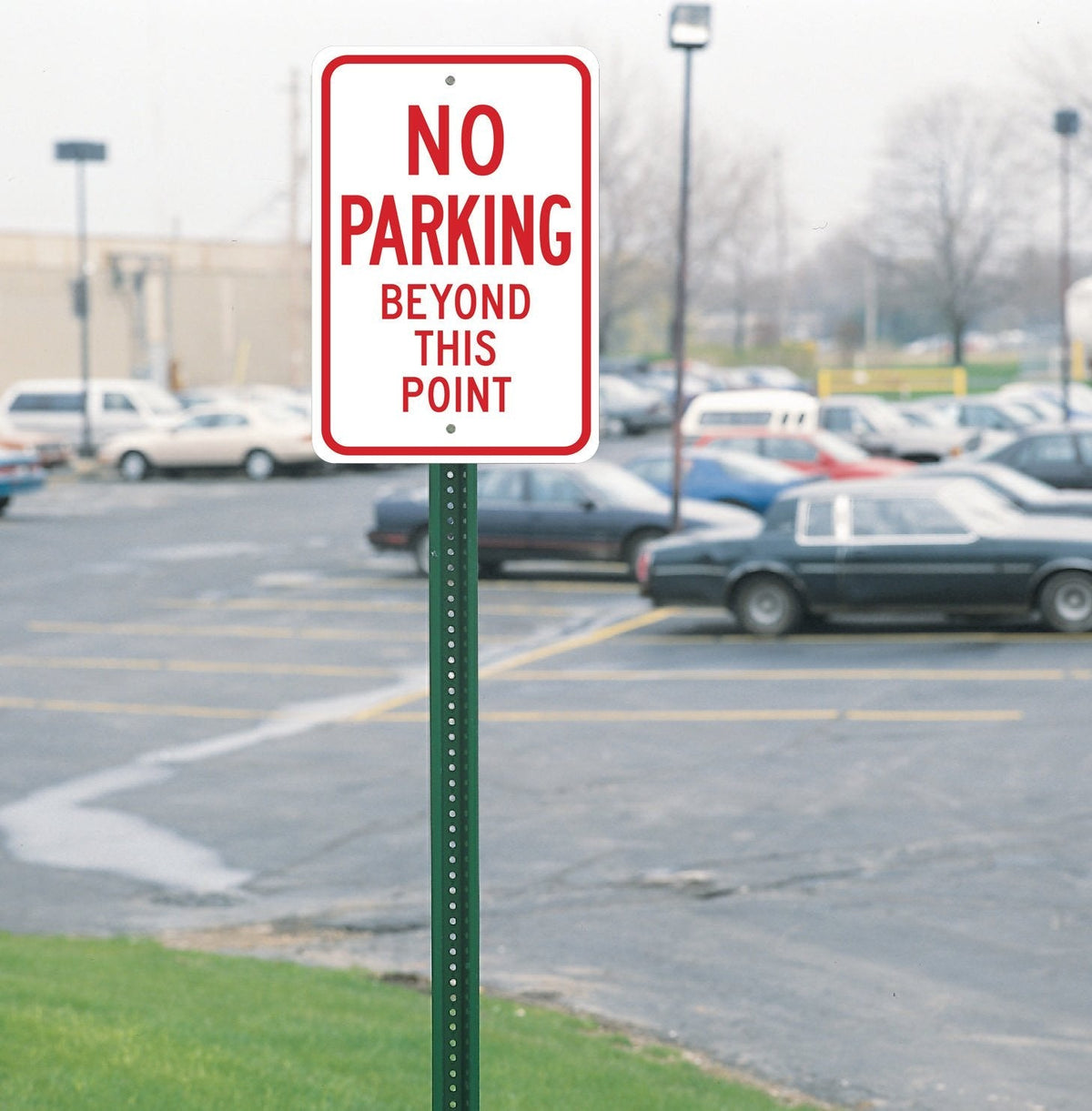 Brady 124318 Traffic Control Sign, Legend "No Parking Beyond This Point", 18" Height, 12" Width, Red on White 1 Count (Pack of 1)