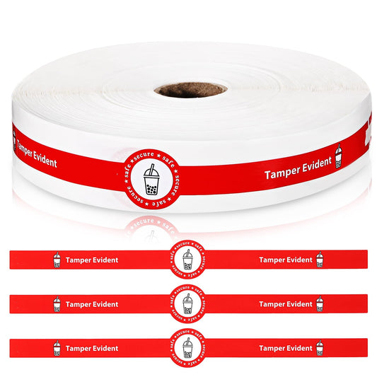 Tamper Evident Tape Safe Secure Tamper Evident Stickers for Drink Lids 1" x 9" Food Delivery Stickers Sealed for Freshness Labels Drink Food Proof Tape(Red,500 Pcs) 500 Red
