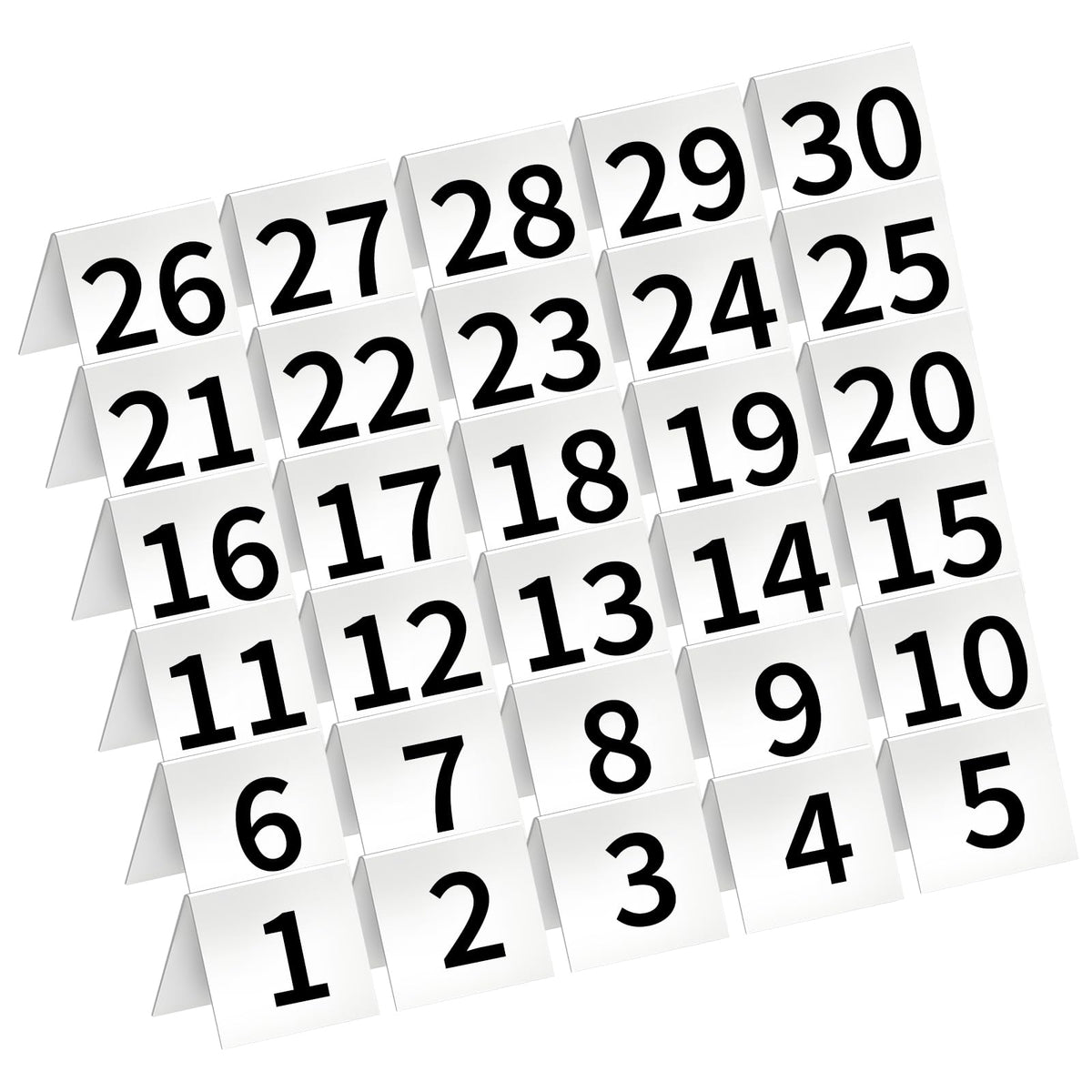 30 Packs Restaurant Table Numbers, Double Side Acrylic Table Tent Numbers for Restaurant Cafes Banquets - White 3.4 x 2.2 x 2.9 inches