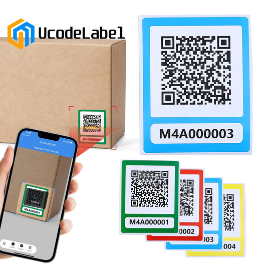 ZbZcYmt QR Code Labels Scannable Stickers for Storage Bins—on iOS & Android App（UcodeLabel）- 50 Labels-Blue Blue-50labels