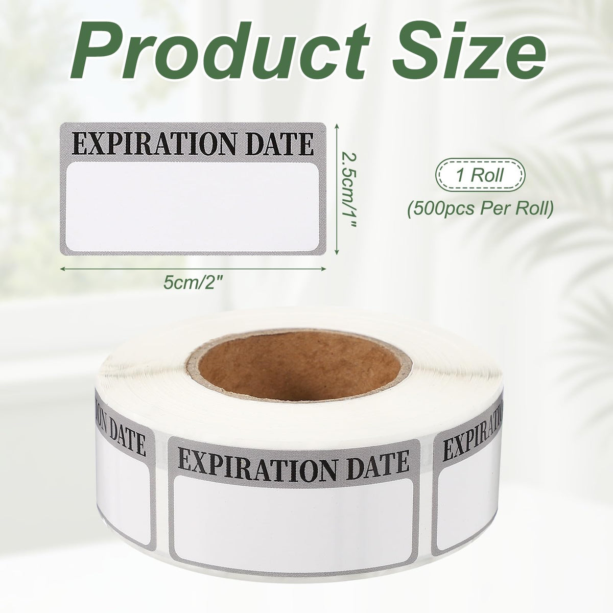 PATIKIL 500 Pcs Expired Date Label Stickers Roll, 2 x 1 Inch Removable Inventory Labels Adhesive Food Sticker Roll for Marking Organizing Inventory and Food Container, Gray and Black