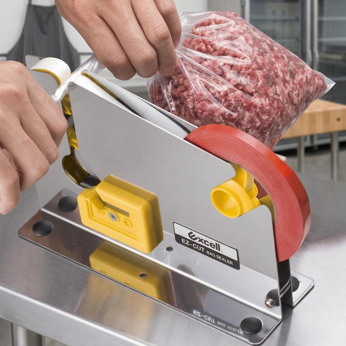 by Excell Tape Bag Sealer with Integrated Trimmer & Stabilizer, ET-606STK Stainless Steel