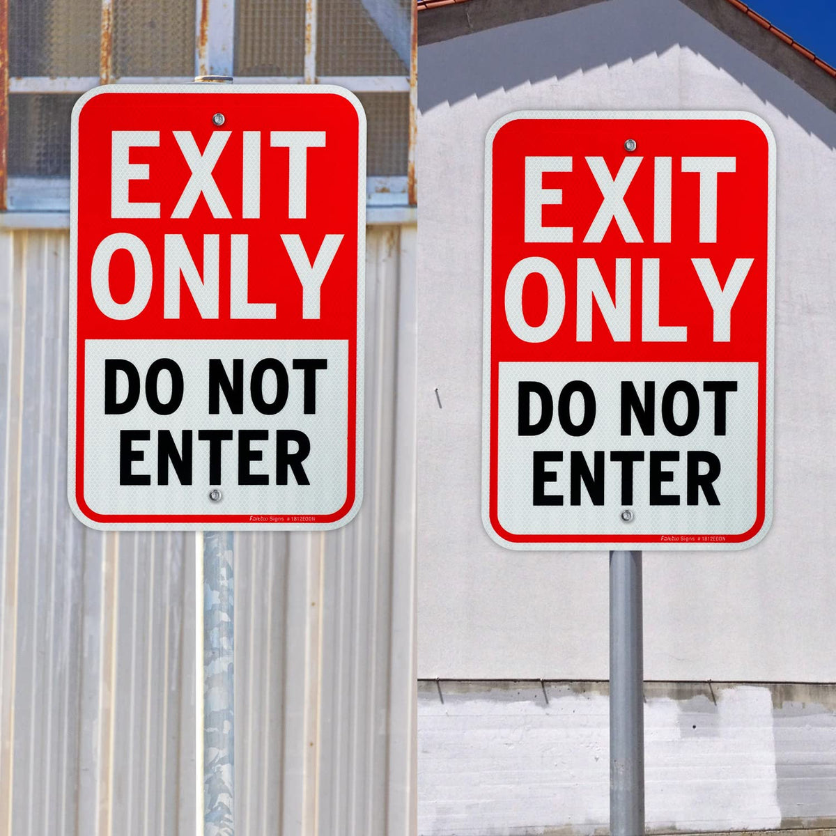 Faittoo Exit Only Do Not Enter Sign, 18 x 12 Inches Engineer Grade Reflective Aluminum Sign, UV Protected, Weather/Fade Resistant, Easy to Install and Read, Indoor/Outdoor Use (2 Pack) Red and Black on White-2 Pack