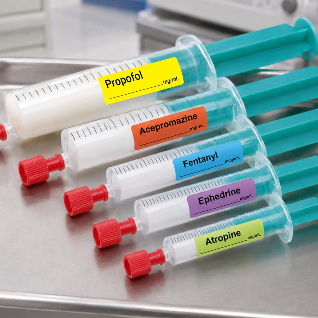1000Pcs Naloxone Syringe Labels, 12x40mm Water Resistant, 2 Rolls Butorphanol
