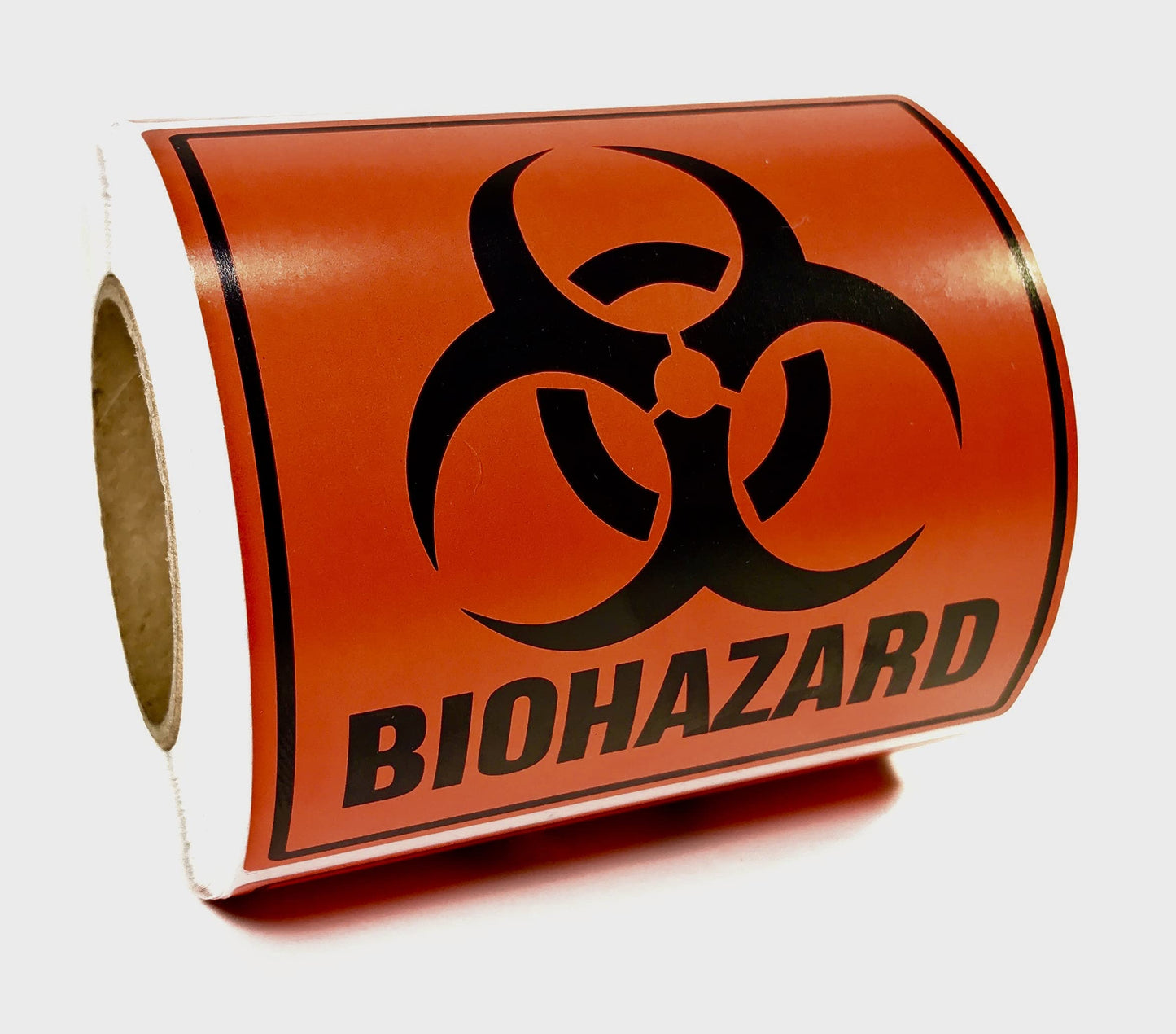 Biohazard 3" x 3" Perforated Labels/Stickers 250 Count Roll. Fluorescent Red-Orange Hazmat Warning. Industrial, Medical and Hospital Safety Decal