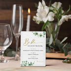 Bible Guest Book Sign 5"X7", Wedding Bible Guest Book Wooden Stand Sign, Wedding Table Decor for Ceremony & Reception (Green Leaves, 5x7 Inch) 5"X7" Green Leaves