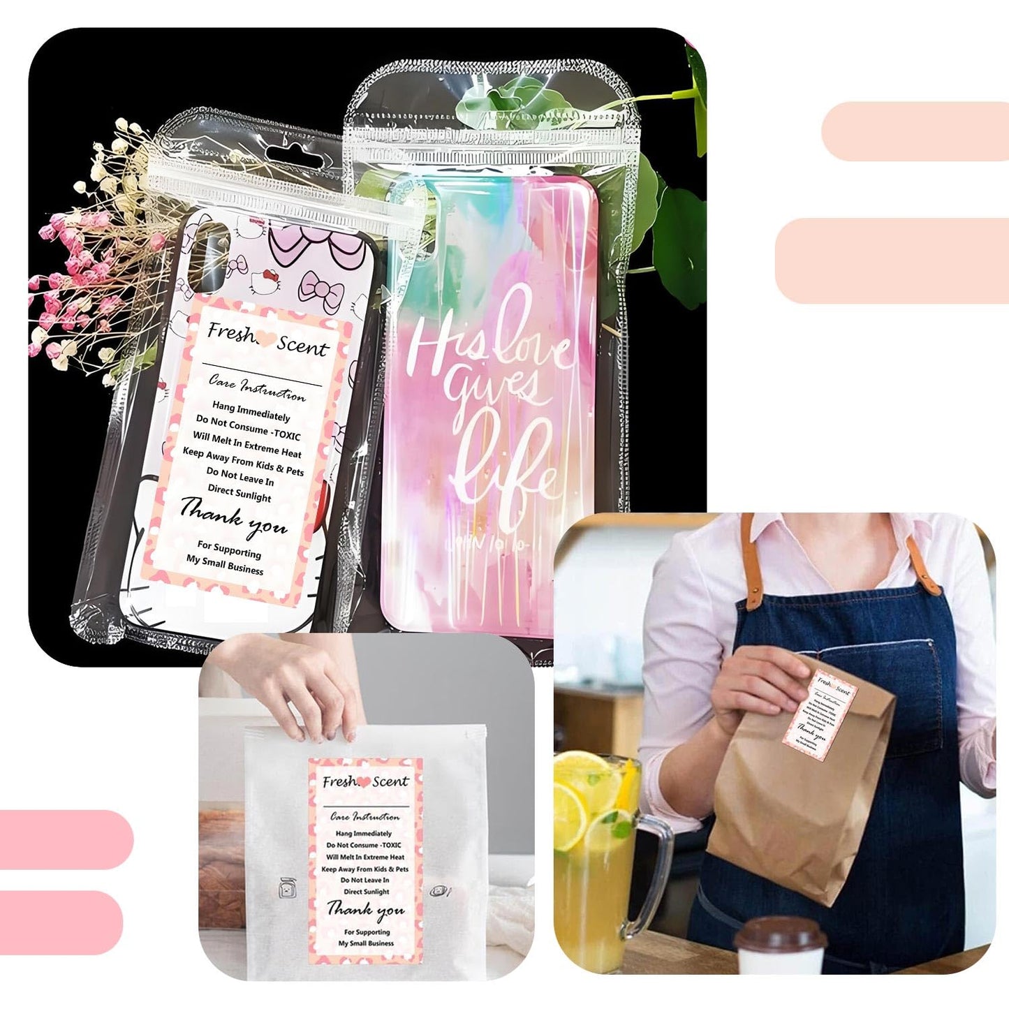 Freshiess Care Instruction Stickers 2X 3.5 Inch-Freshiess Warning Label Freshies Scent Labels DIY Crafts Label Stickers for Freshies Supplies, Beads and Silicone Molds 200 Pcs