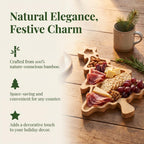 Veemoon Christmas Tree Serving Platter Small Bamboo Charcuterie Board Appetizer Display Tray Divided Candy Dish with 3 Compartments Snack Dessert Candy Fruit Plates for Xmas Party