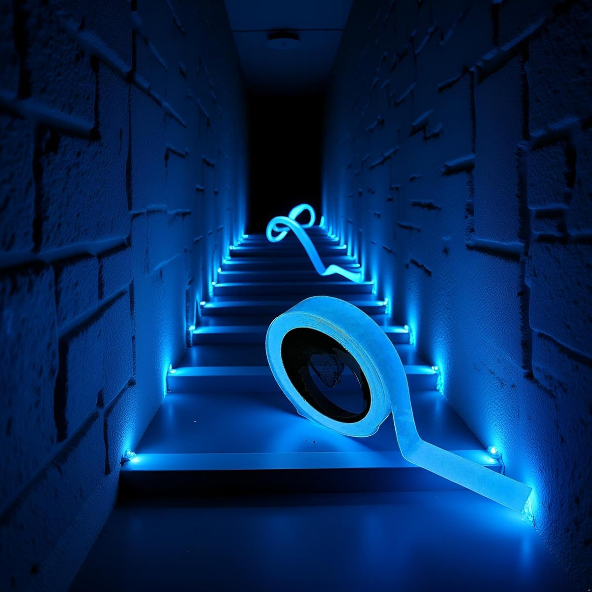 Glow in The Dark Tape, Fluorescent Spike Sticker for Stairs Walls Steps Safetys Exits Sign Warning Tape, Self-Adhesive Luminous Tapes (9.8 FT)