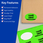 Avery® Printable Oval Labels, Sure Feed® Technology, 2" x 3-1/3", Neon Green Labels, Print-to-The-Edge, Laser/Inkjet Printable, 160 Total, Great for Soaps and Candles 160 labels