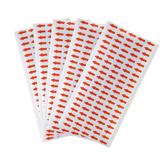 500pcs Vinyle Red Arrow Stickers Labels, Small Arrow Stickers 1/2 Inch Self Adhesive Red Arrow Labels Stickers, Small Rectangle Red Arrow Labels, (5 Sheets, 100pcs/Sheet)