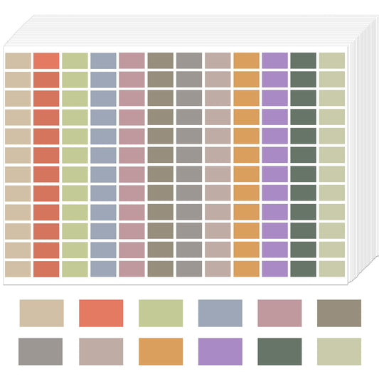 Square Stickers,2880 PCS,0.78" x 0.5",Colored Labels,12-Style Color Garage Sale Price Tags,File Folder,Office Labeling(Boho) Morandi
