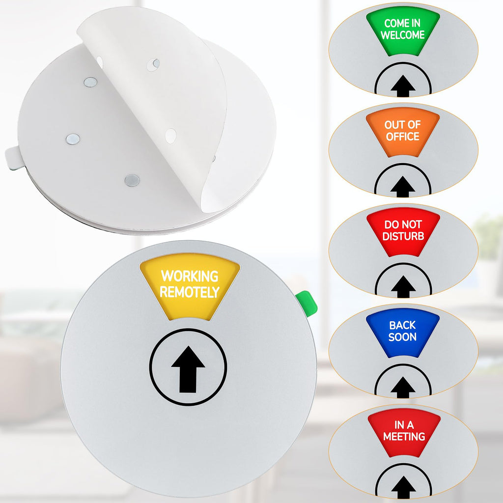 4 Pcs Office Door Sign, White Rotating Status Door Sign with 6 Options