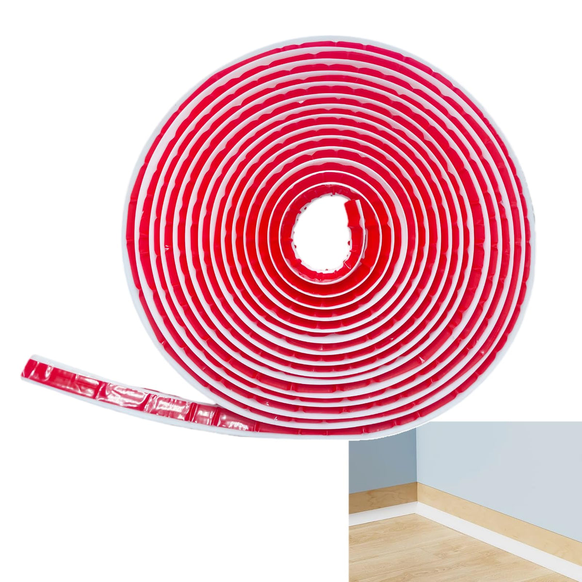 236 Inch Flexible Quarter Round Shoe Molding, Peel and Stick Waterproof Silicone Trim for Bathroom Floor, Corner, Baseboard, Staircase and Cabinet Edge Cover 236"