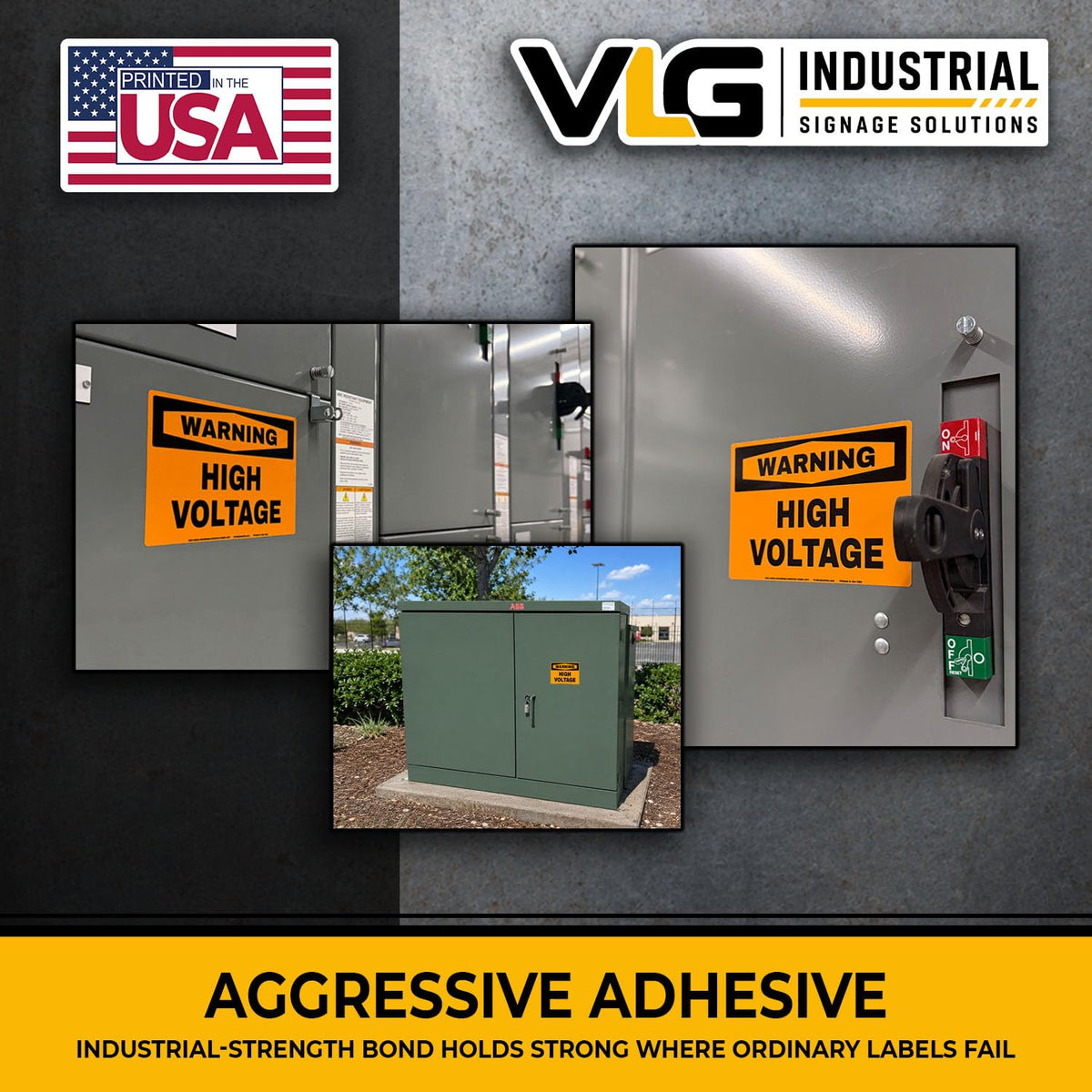 WARNING - HIGH VOLTAGE Safety Labels, 5-Pack, OSHA Style Electrical Hazard Stickers, Bright Orange & Black High Visibility Warning Decals, Waterproof UV Laminated Industrial Safety Signs, 5" x 7"