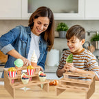 2 Pack Wooden Waffle Ice Cream Cone Holder Stand (1.5" HoleDia) 1.5"HoleDia