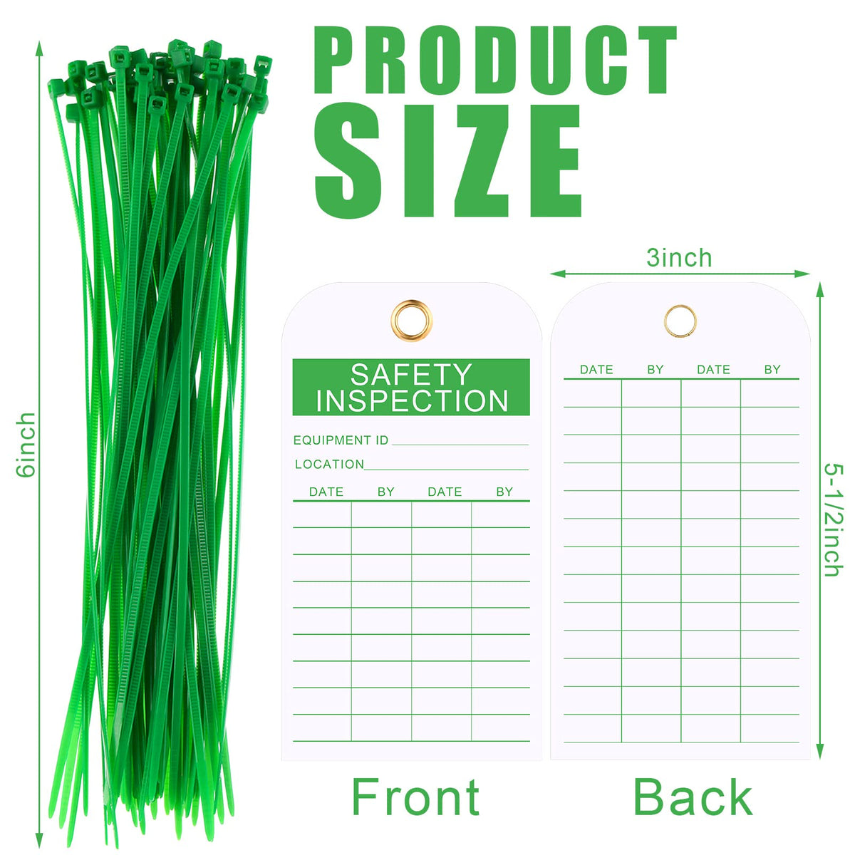 Chunful 100 Sets Ladder Safety Inspection Tags with Adjustable Zip Ties
