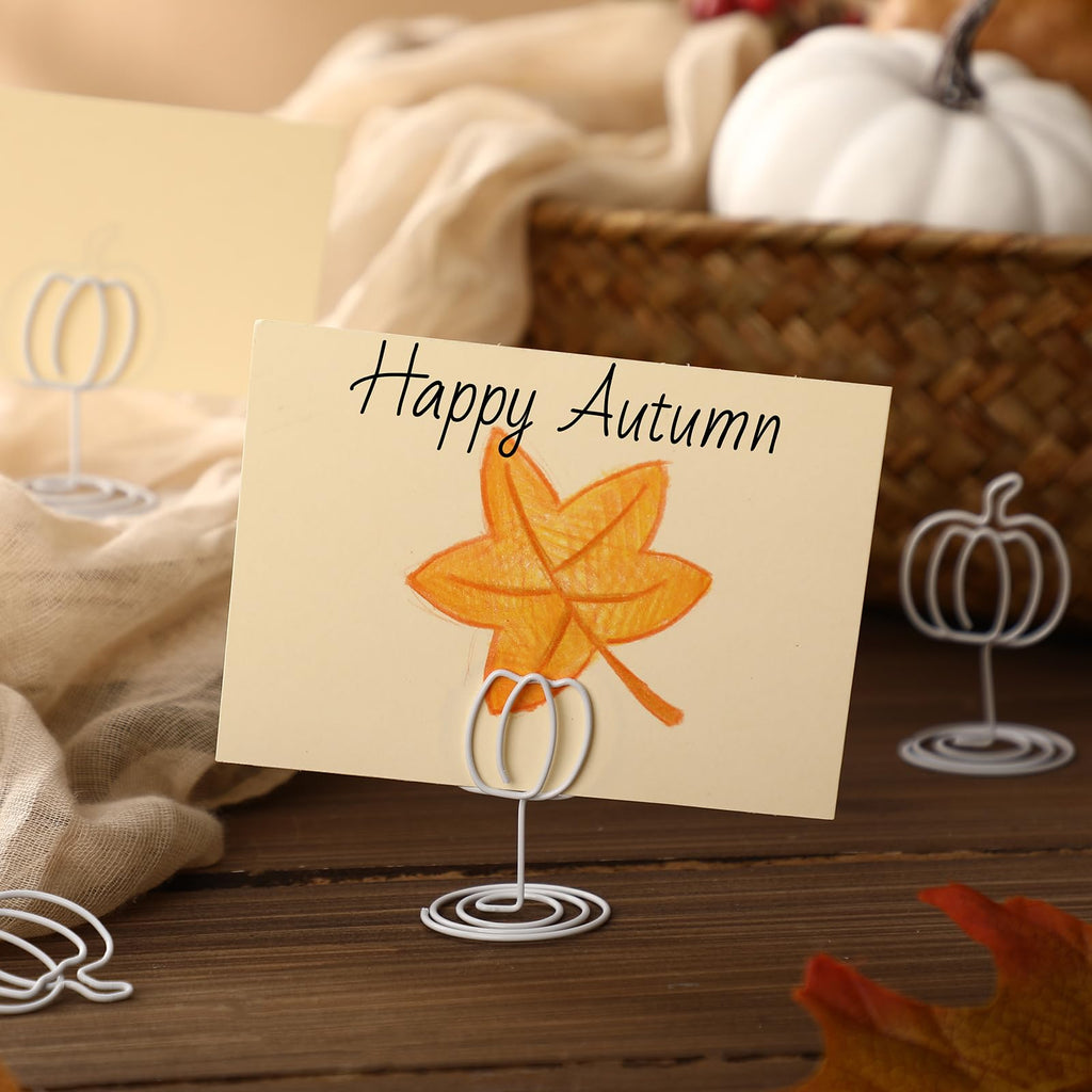Rtteri 30 Pcs White Pumpkin Picture Holders 2 Inch Fall Table Number