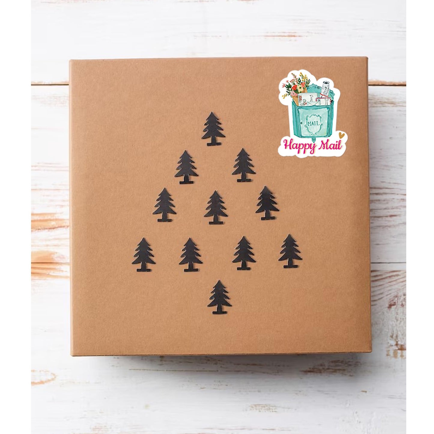 Happy Mail Stickers & Labels (500pcs) - Cute Thank You Boutique Packaging, Flowers Retro Blue Mail Stickers