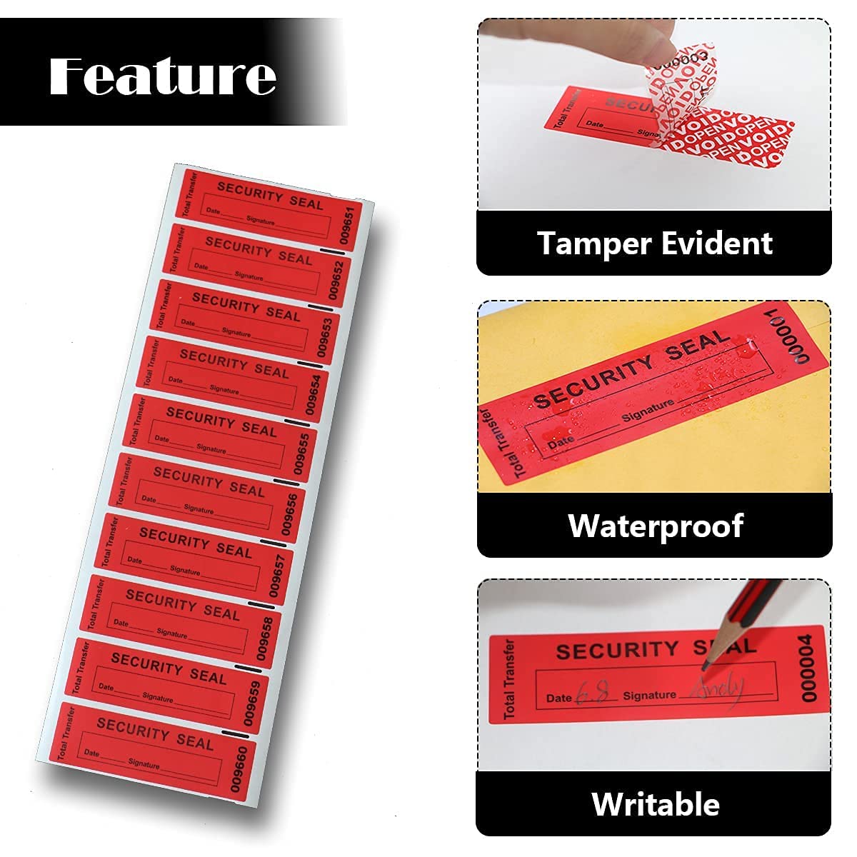 120 pcs Total Transfer Tamper Evident Security Warranty Void Seals / Stickers High Security Tamper for Reusable Package(1 x 3.35Inches,Serial Numbers Transfer,red)… Red