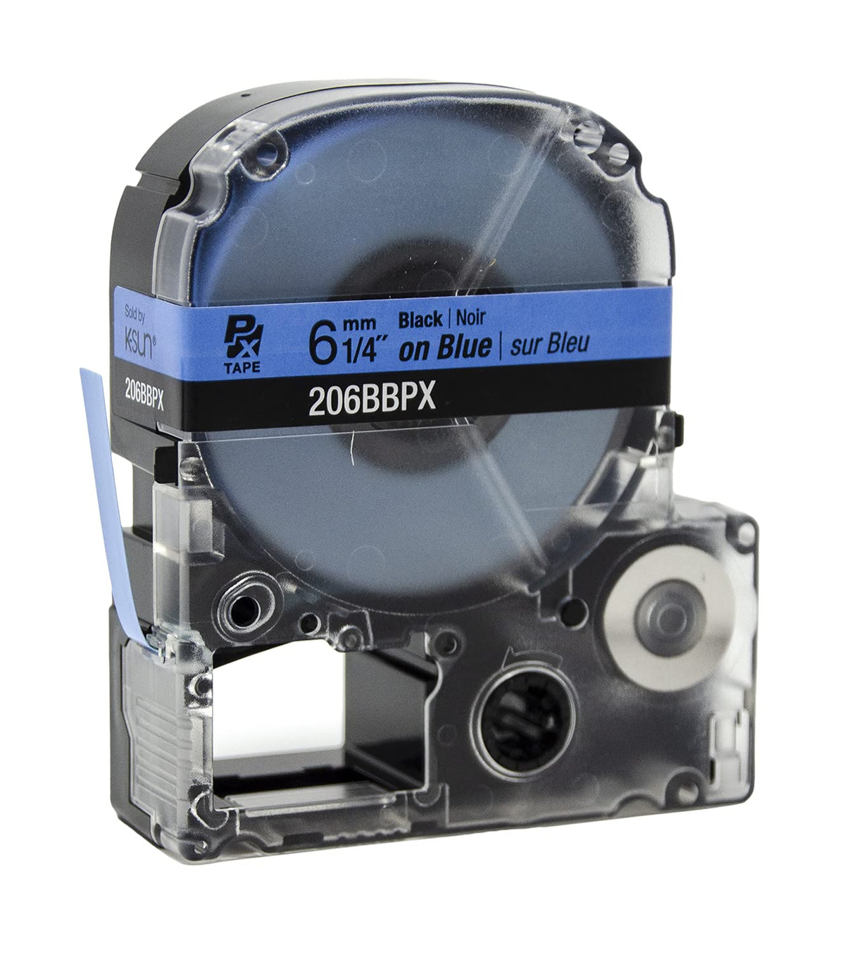 Epson LABELWORKS 206BBPX Label Tape - Black on Blue - 1/4" (6mm), 30ft