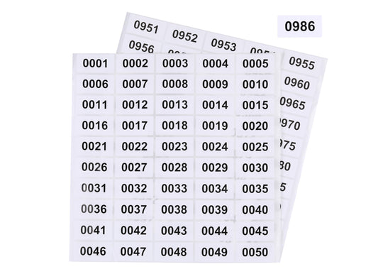 1-1000 Number Stickers, Inventory Stickers, Numbered Stickers, Labels, Sheets, Tags for Storage Classification, 1.5'' x 0.75'' JJ11266