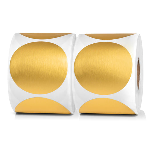 1000pcs Gold Dot Stickers 2 inch | Colored Circle Labels for Inventory, Color Code, Organization | 2" Round Diameter, 500/roll (Pack of 2) 2" Pack of 2