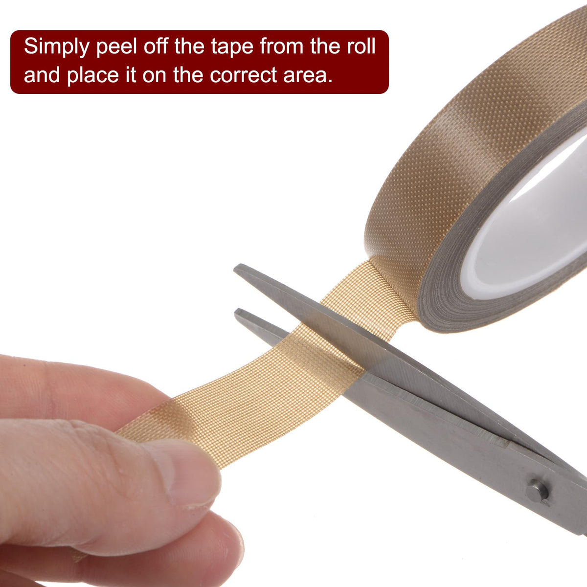 HARFINGTON Fabric PTFE Tape Roll, 0.6" x 16ft High Temperature PTFE Adhesive Tape 0.18mm Thickness for Vacuum Sealer Machine Hand Sealers, Brown