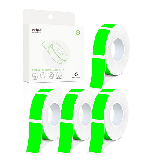PARLAIM Fluorescent Green Thermal Label Tape 14 X 30mm 4 Rolls 840 Sticker Paper Compatible with D30 Maker for Office School 4 Rolls-840PCS