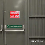 iSYFIX Emergency Exit Only Signs Stickers, 10x7 Inch, 12 Pack 12 Pk 10x7 Sticker Red