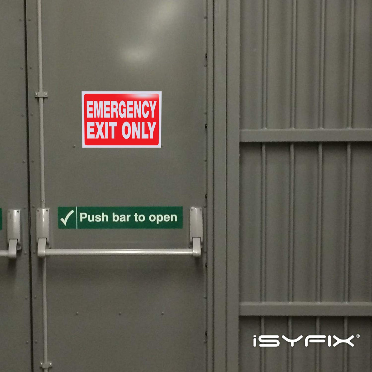 iSYFIX Emergency Exit Only Signs Stickers, 10x7 Inch, 12 Pack 12 Pk 10x7 Sticker Red