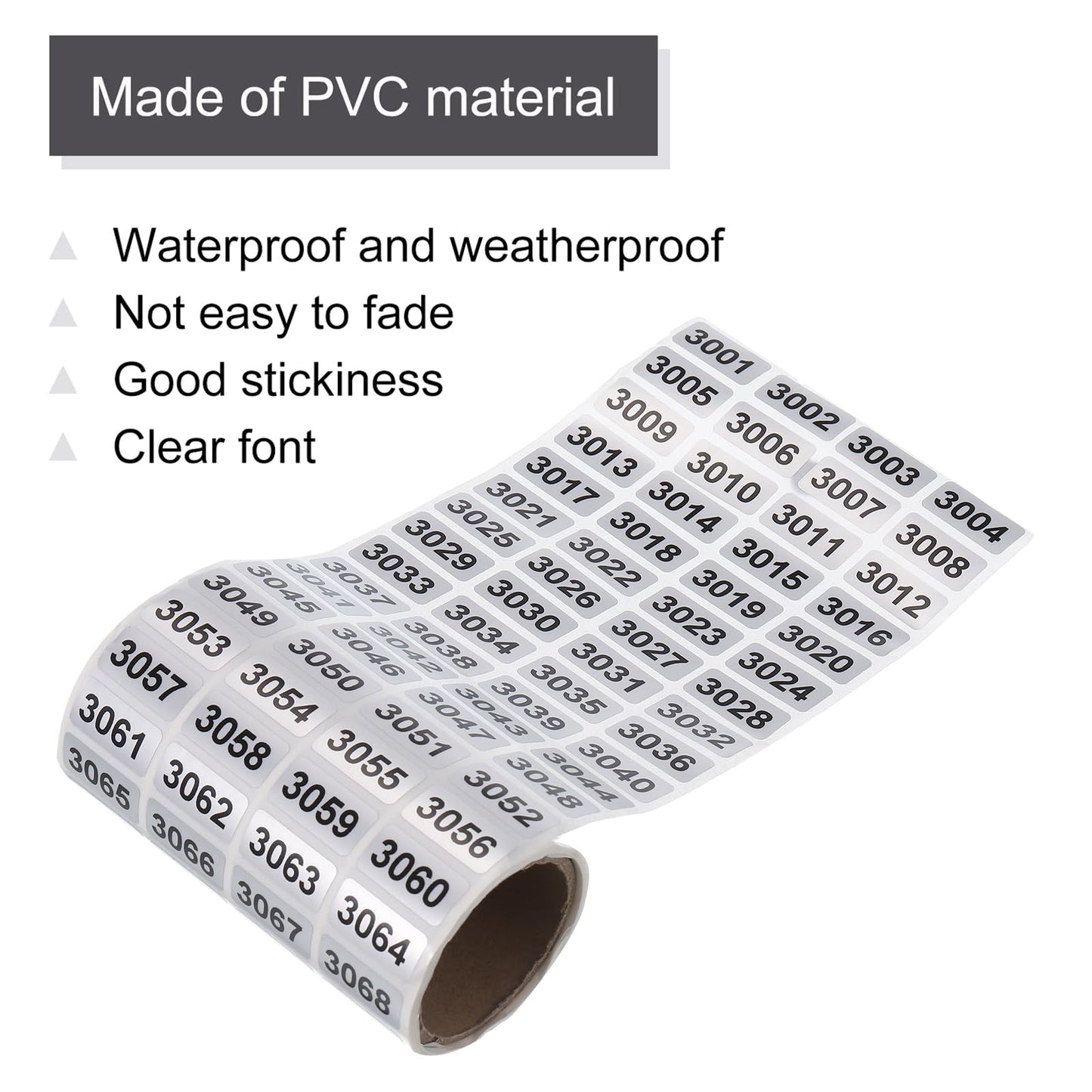 MECCANIXITY Consecutive Number Stickers, 3001 to 4000, 4001 to 5000, 5001 to 6000 Inventory Label Numbers for Office Warehouse Numbering, Total 3000pcs
