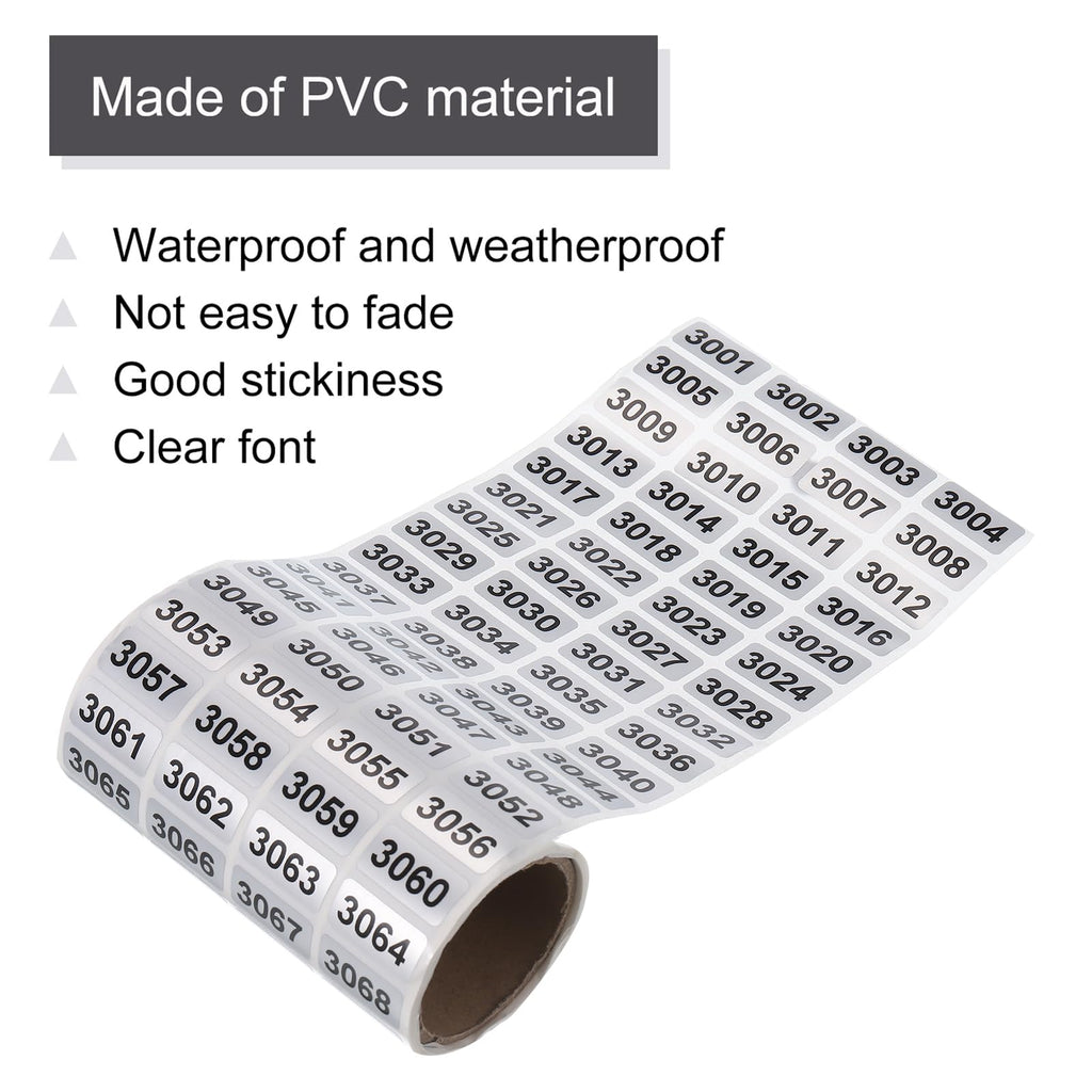 MECCANIXITY Consecutive Number Stickers 3001-4000 4001-5000 5001-6000