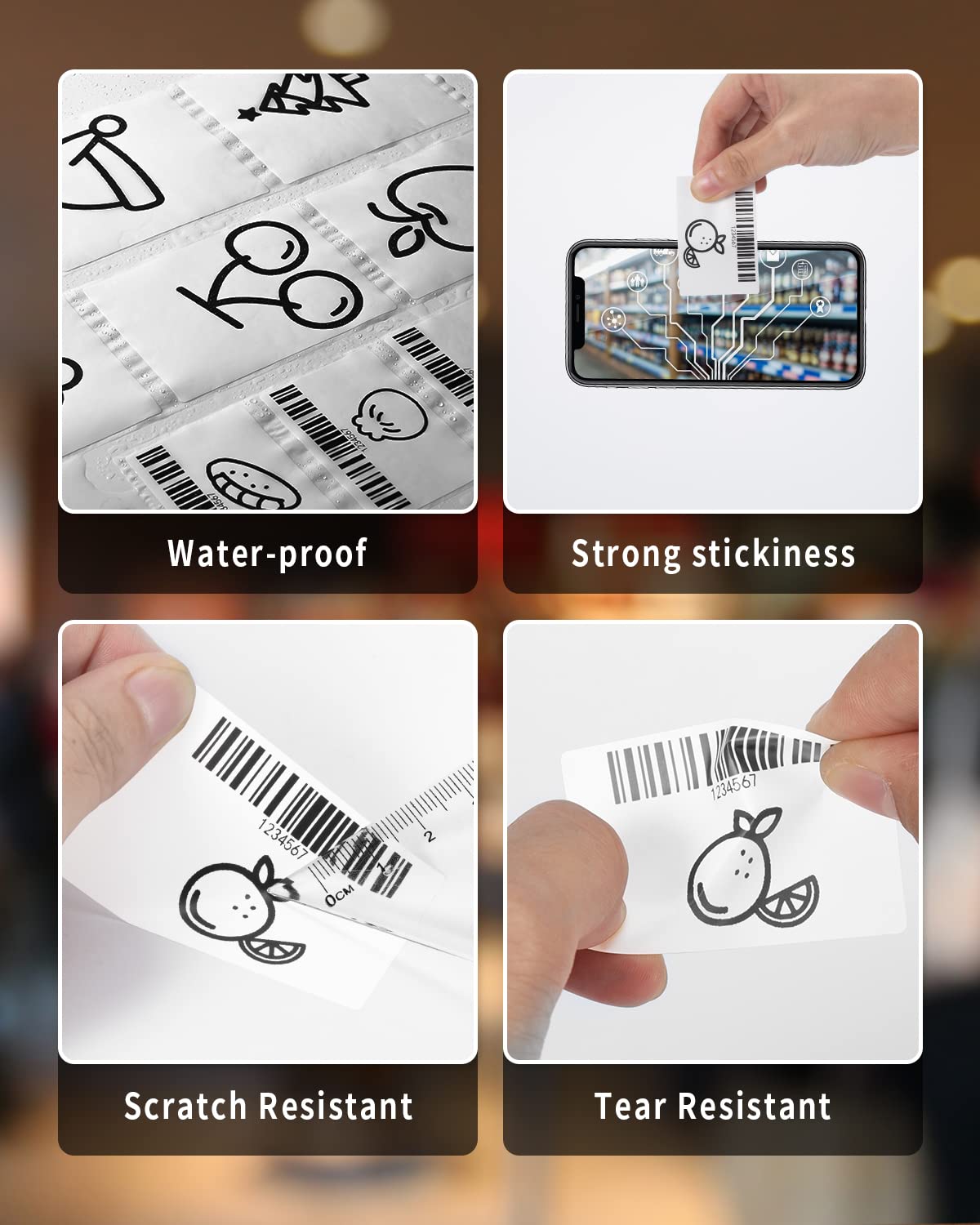 1 Rolls Phomemo Transparent Square Label, 1.96'' x 1.18"(50X 30mm), 230 Labels/Roll & 1 Roll White 1.96'' x 1.18"(50X 30mm) Label, 230 Labels/Roll, Multi-Purpose Self-Adhesive Tag