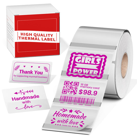 M110 M220 Clear Thermal Labels - Transparent Labels Printed in Pink, 1.57"x1.18" (40X30MM) Waterproof Label Refills for M110 M150 M220 M221 M250 M260 M100 Label Maker for DIY, Logo, Thanks, 230 PCS Red