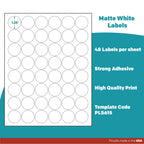 Premium Label Supply White Sticker Round Labels – 1.25" Circle – Laser/Inkjet Compatible – (48 per Sheet), 100 Sheets – 4,800 Total Adhesive Labels 4800 Labels