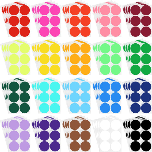 2 Inch 20 Colors Colored Labels Round Stickers Colored Dot Stickers Large Labels Coding Sticker Self Adhesive Dot Stickers Circle Stickers for Coloring Marking Organizing (480 Pieces) 480