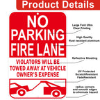 No Parking Fire Lane Sign, Reflective Aluminum, 12 x 18 Inches, Weather Resistant, UV Protected, Indoor Outdoor Use, 2 Pack Red - 2 Pack - 12" x 18" 01