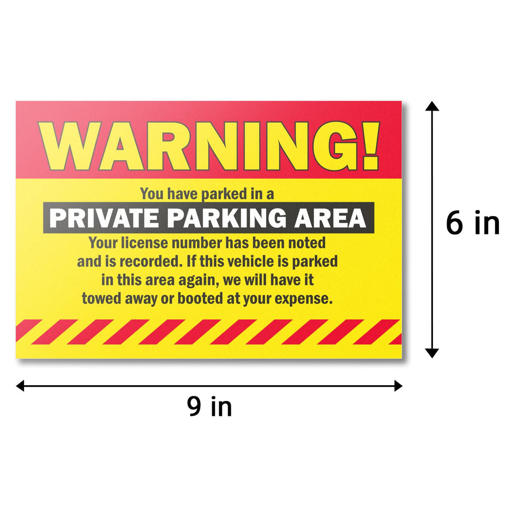 Private Parking Area Warning Labels (9 x 6 inch, Yellow - 300 Labels) Will Be Towed Stickers - You are Parked Illegally Stickers, Parking Notice Tow Away Sign, HOA Notice (Hard to Remove)