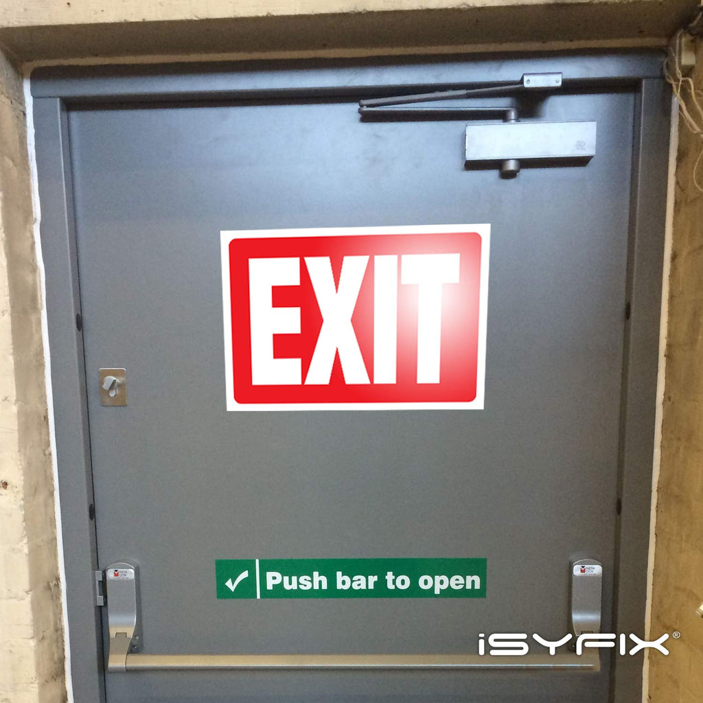 iSYFIX Exit Signs Stickers, 10x7 Inch, 12 Pack, Sticker Red 12 Pk 10x7