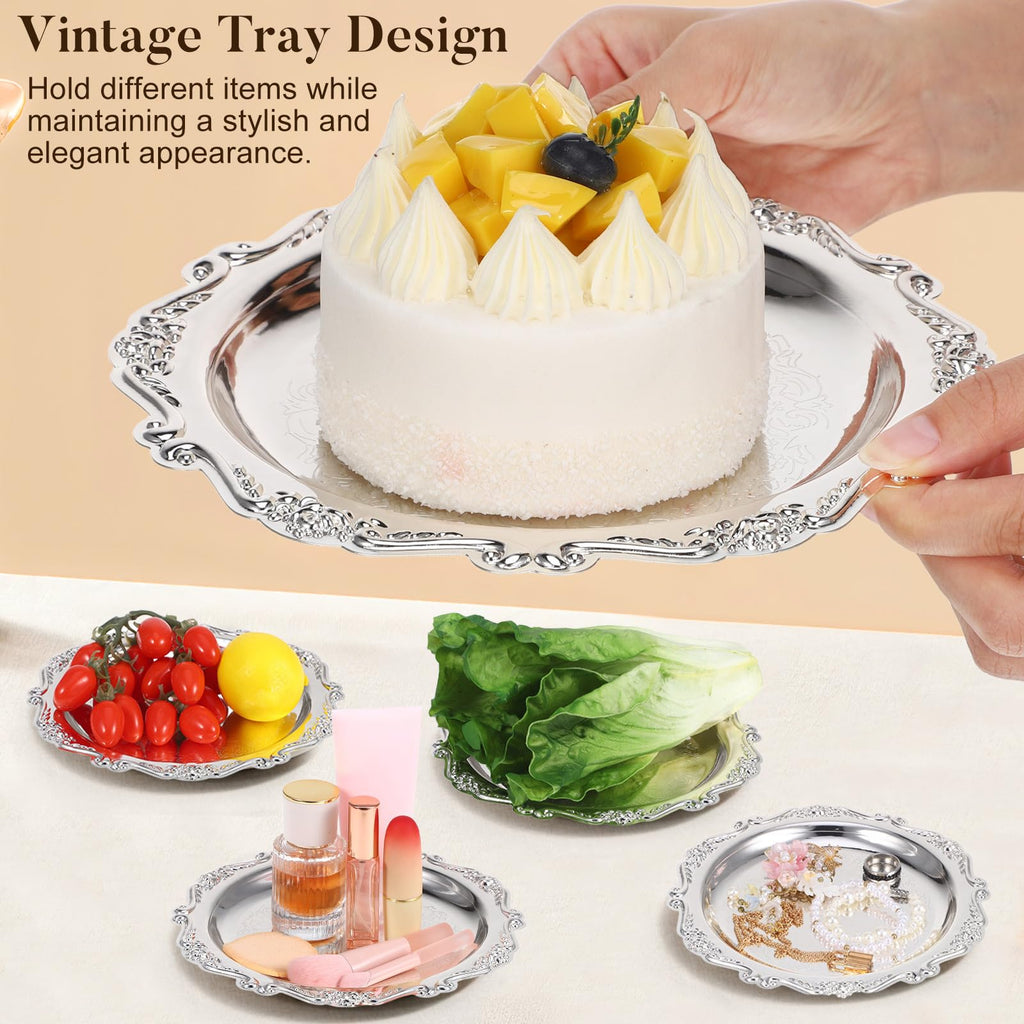 PRETYZOOM Silver Iron Serving Tray 20.00X20.00X1.50cm Decorative Tray