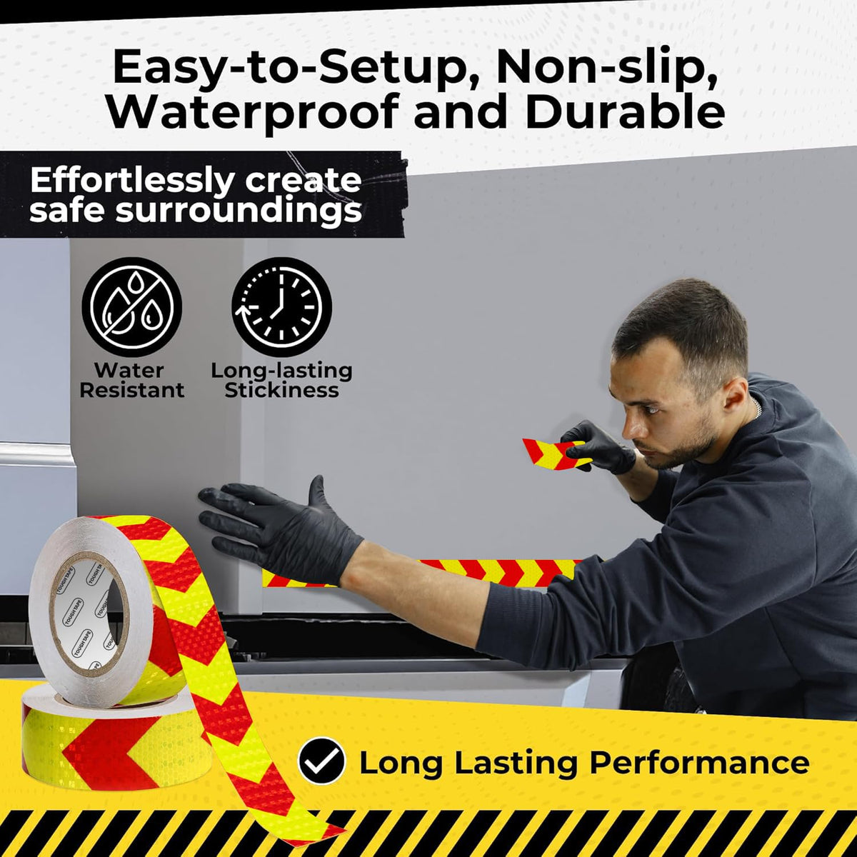 DOT C2 Safety Reflective Tape 2IN x 100 FT - Outdoor Waterproof Conspicuity Tape - Arrow Reflector Tape for Trailers, Vehicles, Boats - Strong Reflective Safety for Caution Warning Signs