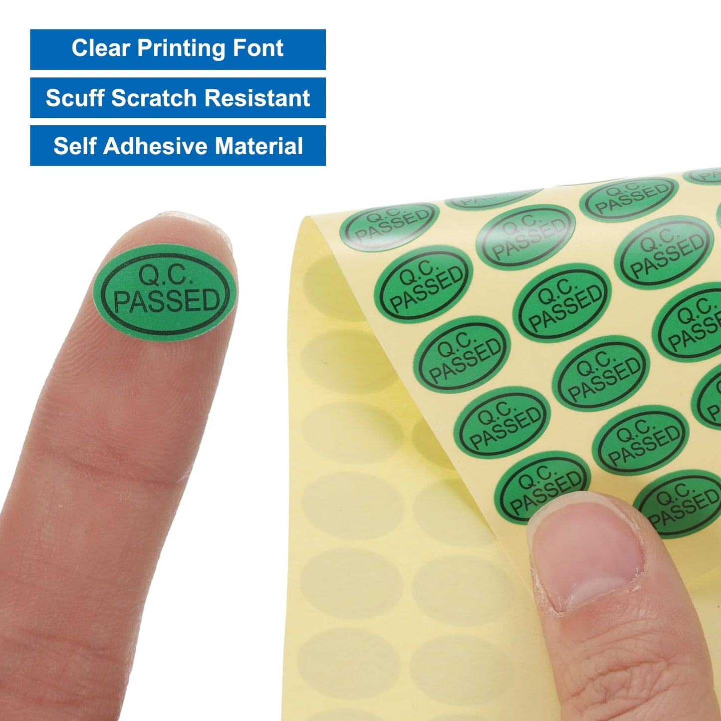 MECCANIXITY QC Passed Stickers Oval Shape Adhesive Labels 9 x 13mm for Quality Control Inventory Warehouse Stock Pack of 10,Green Green