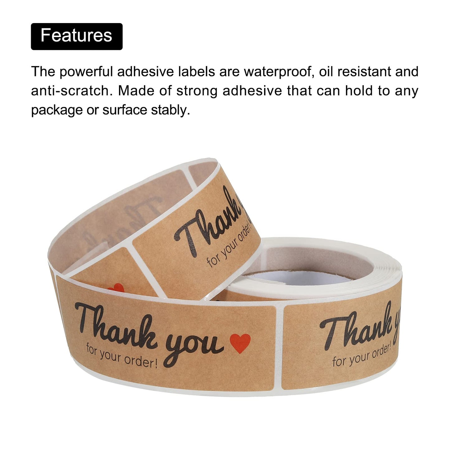 MECCANIXITY 1 Roll Thank You for Your Order Stickers 1x3 Inch Adhesive Rectangle Gift Seal Labels for DIY, Business, 120 Count/Roll