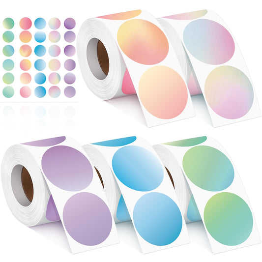 2500 Pcs 2 Inch Circle Thermal Sticker Labels Self Adhesive Round Direct Thermal Labels Multipurpose Printer Stickers for DIY Logo Design, Qr Code, Name Tag(Gradient Color) Gradient Color