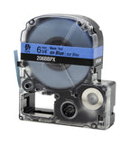Epson LABELWORKS 206BBPX Label Tape - Black on Blue - 1/4" (6mm), 30ft