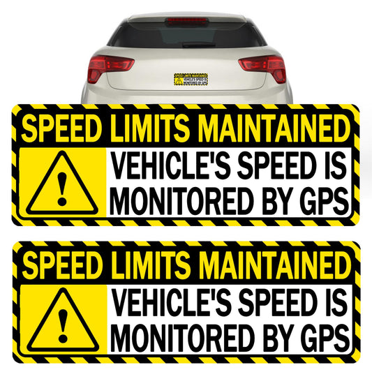 Yellow Vehicle Speed Monitored by GPS Vinyl Label 10"x3.5" Speed Limits are maintained Sticker 4 pcs Car Safety Caution Sign