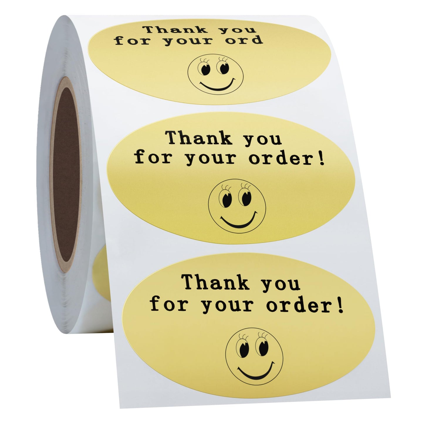Hybsk 50mmx30mm Oval Gold Metallic Foil Thank You for Your Order Retail Mailing Stickers 500 Labels Per Roll (Gold)